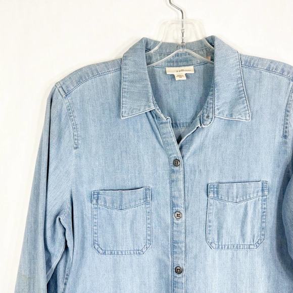 J Jill XS Shirt Button Down‎ Denim Light Blue Top Blouse Jean Cotton Women 370 - Picture 3 of 9